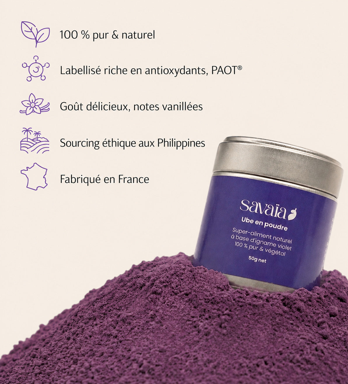 Ube en poudre 100 % pur